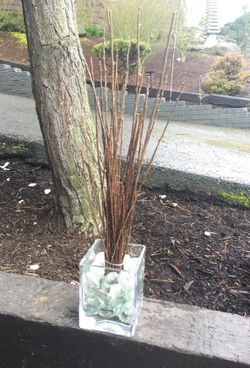 Pottery Barn decoration. Heavy Glass and clear glass with sticks