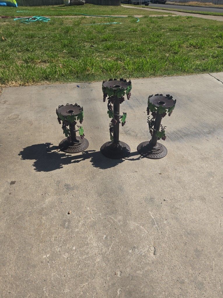 Candle Holders With Purple Grapes
