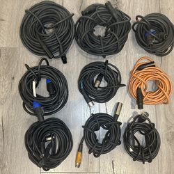 Lot of 9 Pro Audio Cables – XLR & Speakon Cables (Various Lengths)