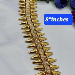 Fashion Bracelet Stainless Steel Clear Stones 