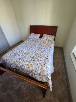 Cherry Wood Sleigh Bed Frame Queen
