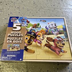 PAW Patrol 5 Wooden Animal Puzzles Set Interlocking Multicolor Ages 4+