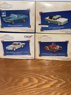 HALLMARK KEEPSAKE LOT OF (4) COLLECTOR SERIES CAR ORNAMENTS W/BOXES