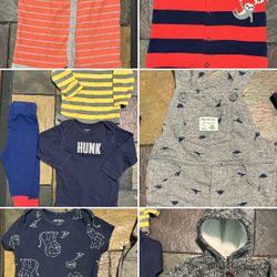 Boy size 6 mo lot of clothes in excellent condition. Carter’s any more