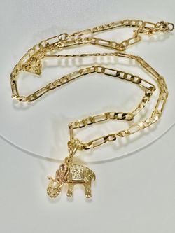 Necklace Elephant Gold Plated 26 Inches 