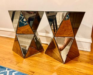 West Elm Faceted Mirror Geometric End Tables