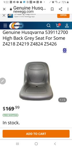 Husqvarna Zero turn mower seat