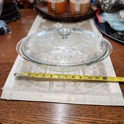 Glass Flower Pattern Casserole Dish With Lid