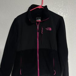THE NORTH FACE WOMENS BLACK & PINK DENALI POLARTEC FULL ZIP FLEECE JACKET 