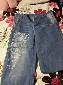 heart design pants flared