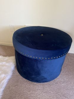 Round Velvet Ottoman Faux Marble Tray Lid