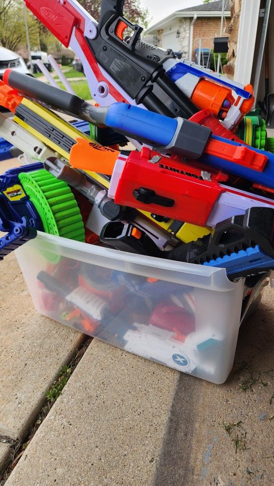 Box Of Various NERF Guns