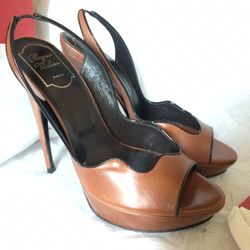 ROGER VIVIER Sling Back Leather Pumps Heels IT Size 39.5