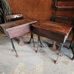 Set Of Vintage School Desks