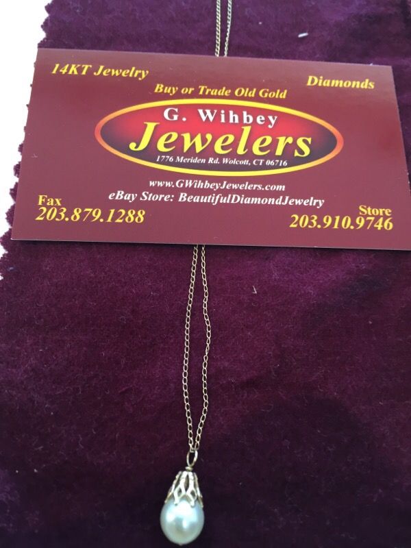 14 Kt gold chain w/ 7 1/2 mm cultured pearl