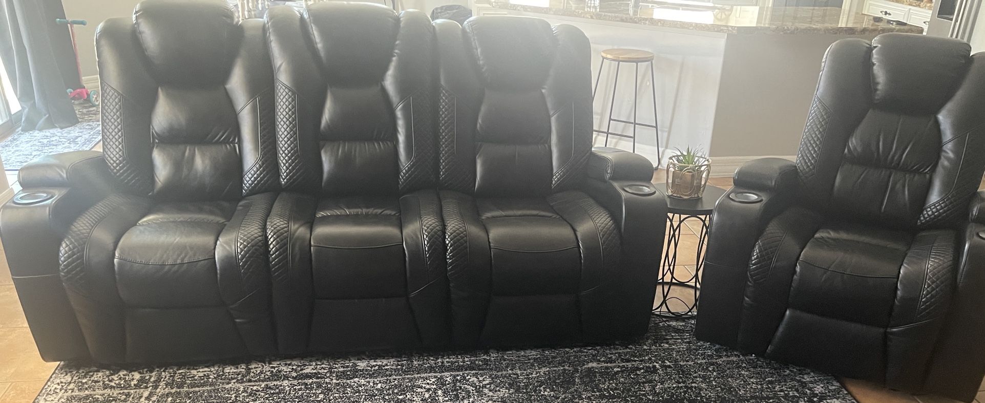 Black Leather Couch & recliner