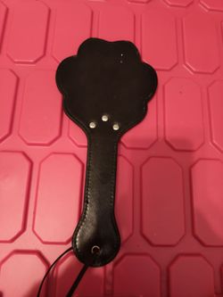 Black Leather Paw Print Paddle