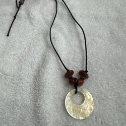 Shell With Bead Necklace 13” Adjustable Cord