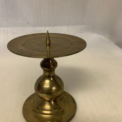 Vintage Brass Pillar Candle Holder Candlestick 5” Patina Boho Classic