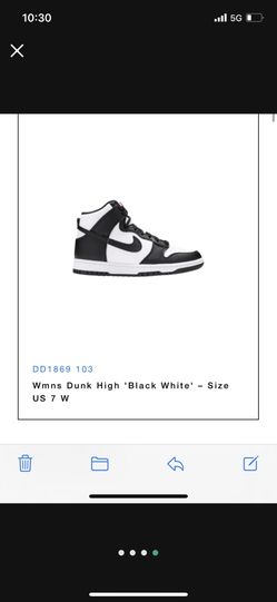 Woman’s Dunk High Black And White