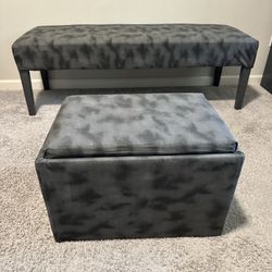 Bench And Storage ottoman Set 