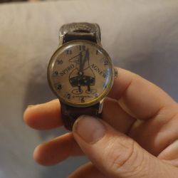 VINTAGE 1970'S SPIRO AGNEW PRESIDENT BROWN LEATHER CUFF WATCH (VINTAGE)