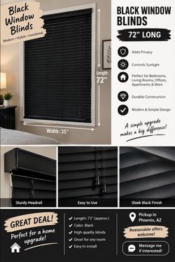 š¤ BLACK WINDOW 35ā 72" LONG š¤