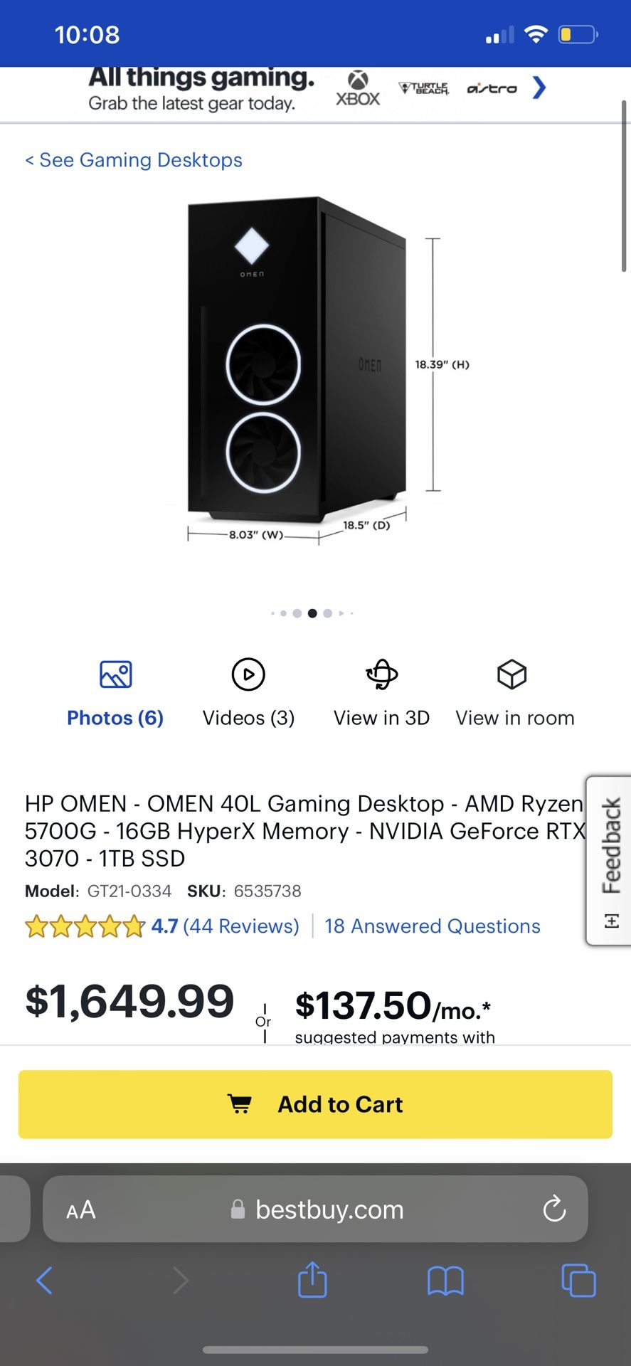 Omen PC 3070 & Ryzen 7 5600g CPU