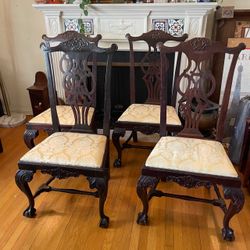 Set of 4 Traditional Chippendale Style Mahogany Dining Chairs – Claw Feet