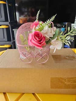Baby shower decoration flowers baby carriage