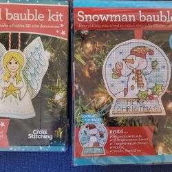 World Of Cross Stitching Bauble Kits Angel & Snowman