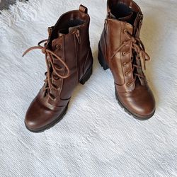 Faux Leather Lace Up Combat Boots 