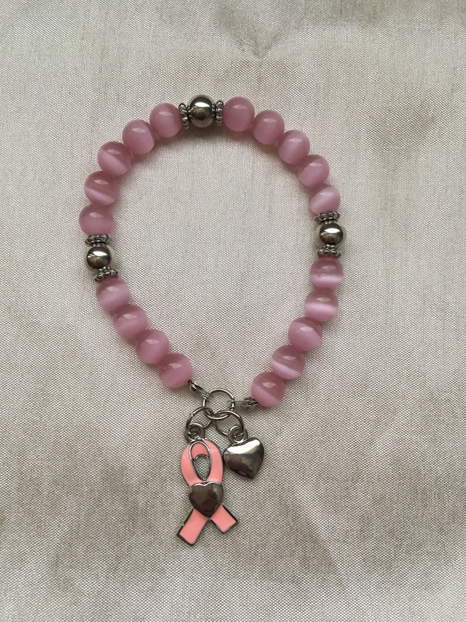 🎗 Rose Quartz Breast Cancer Awareness Stretch Bracelet