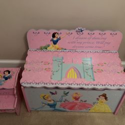 Disney Princess Toy Chest, Step Stool, And Clock $60