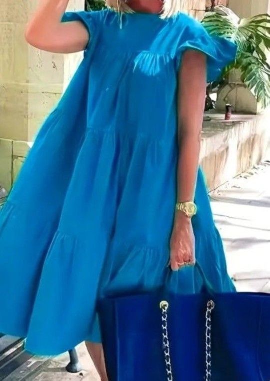Women's Summer Casual New Beautiful Blue Dress -