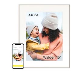 Aura Walden 15" WiFi Digital Picture Frame – Unlimited Storage – No Subscription – White Clay