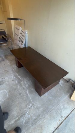 Dark Wood Block Base Coffee Table