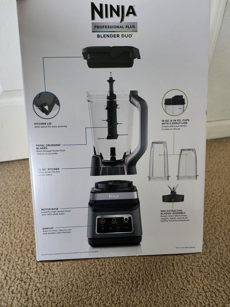 Ninja Professional Plus Blender DUO with Auto-iQ - BN753TGT for Sale in  Stockton, CA - OfferUp