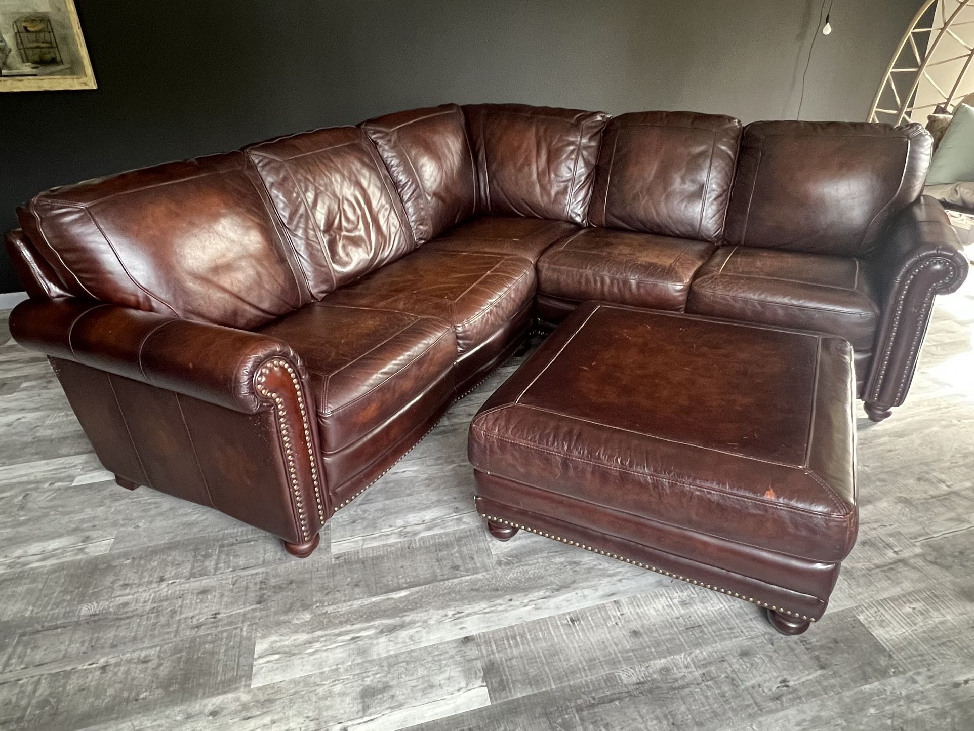 Leather Sectional Sofa With Ottoman By Bassett