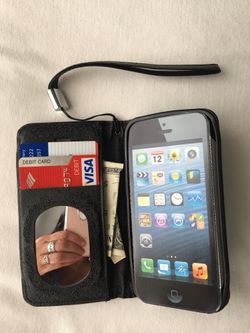 iPhone 5 leather black wallet case