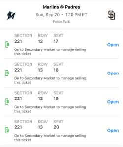 4 Padres Tickets - Toyota Terrace 221