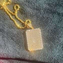 Iced out diamond dog tag