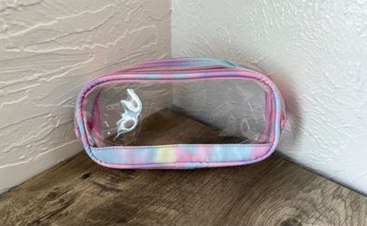 Rainbow Pastel colors clear pencil pouch