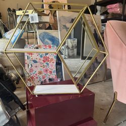 Gold Geometric Mirrored Wall Shelf