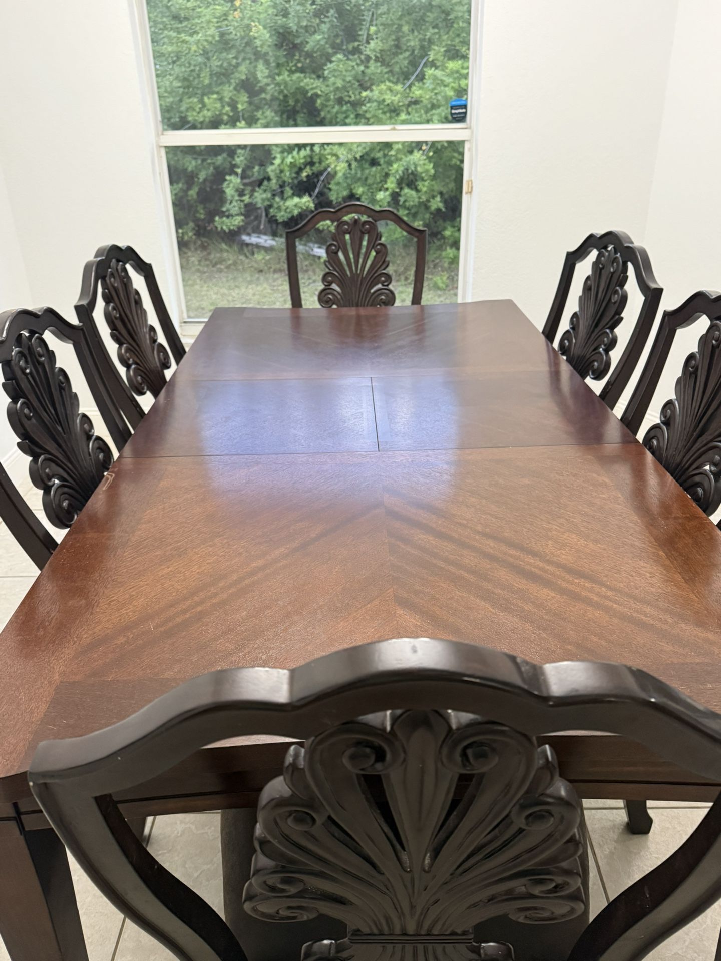 Six Seater Wood- Dining Room Table With 6 Chairs