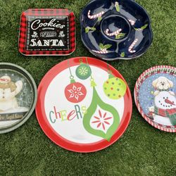 CHRISTMAS TRAYS-CERAMIC/TIN/MELAMINE