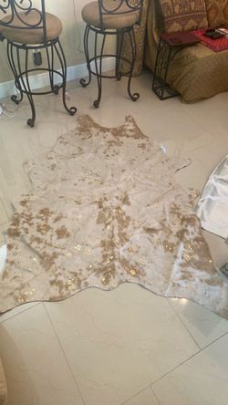 Cowhide Rug with Gold Metallic Accents
