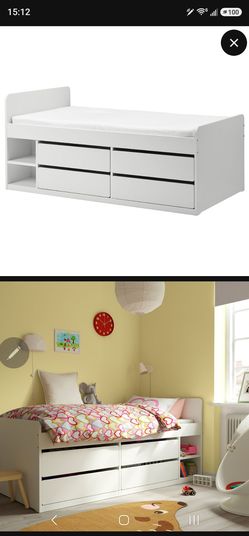 Ikea slakt bed and dresser shelf