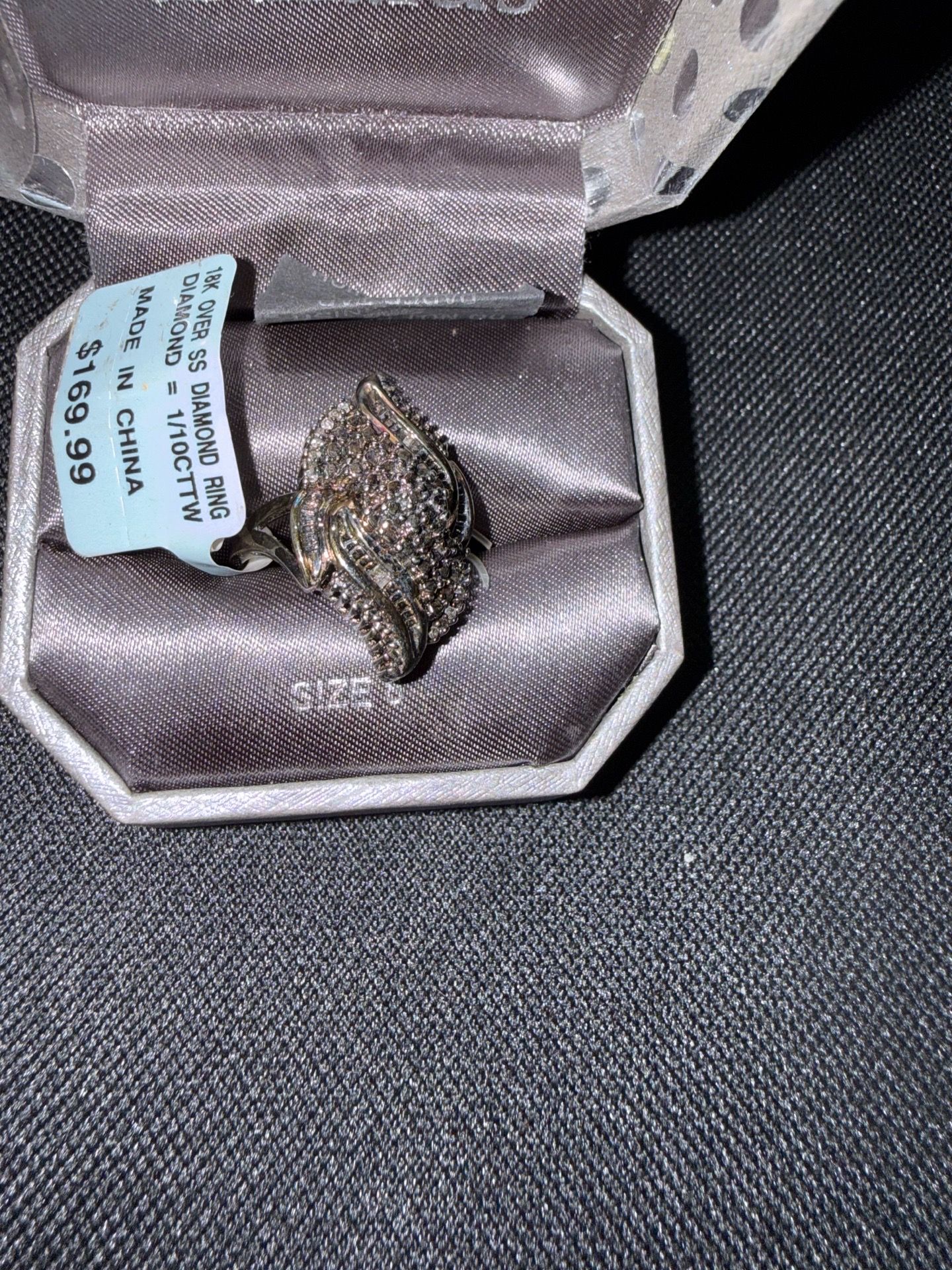 NEW 18k over SS Diamond Ring