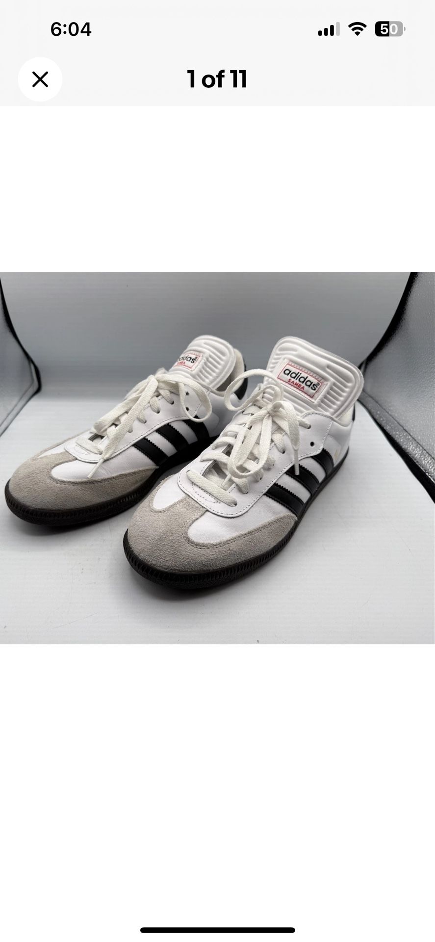 Men’s Adidas Samba White With Gum Bottom 9.5